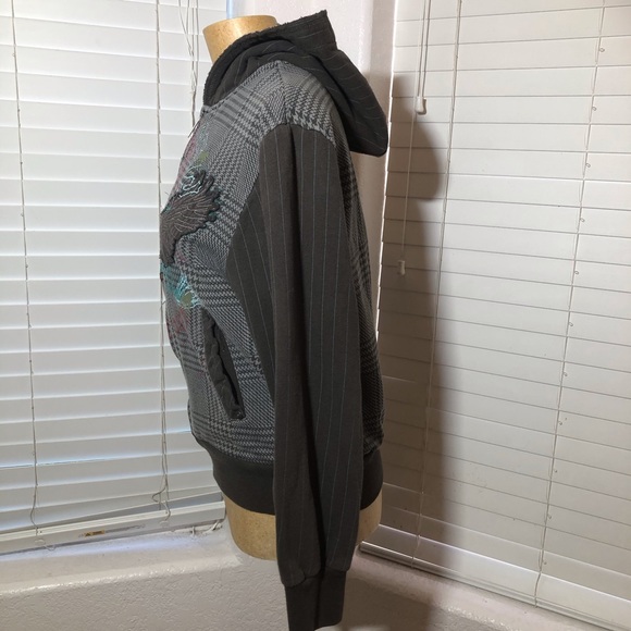 Marc Ecko men skull wings zip up hoodie grey S - Picture 5 of 6